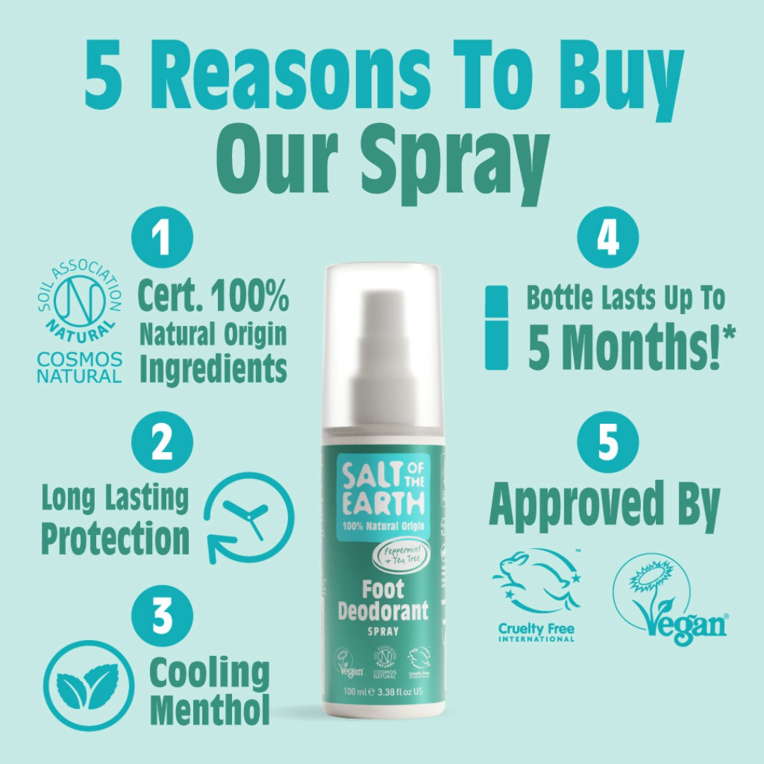 Natural Foot Deodorant Spray - Peppermint & Tea Tree
