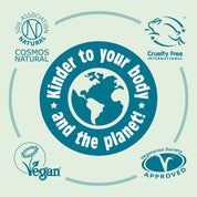 Salt of the Earth deodorants certified by COSMOS Natural, Vegan Society, Cruelty-Free International, and Vegetarian Society.